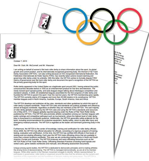 Click here for the full WFTDA letter to the International Olympic Committee. (PDF)
